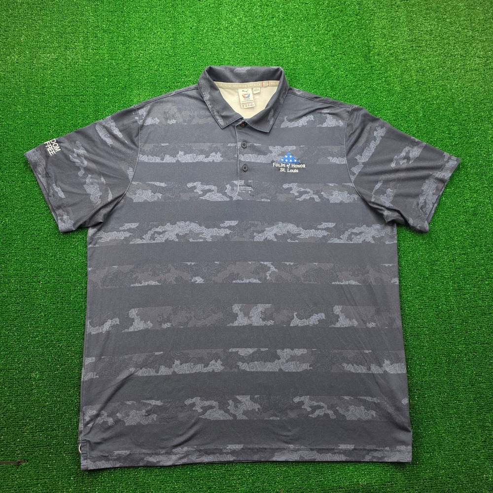 Puma Volition America St Louis Folds of Honor Polo Shirt Mens XL Blue Camo Golf